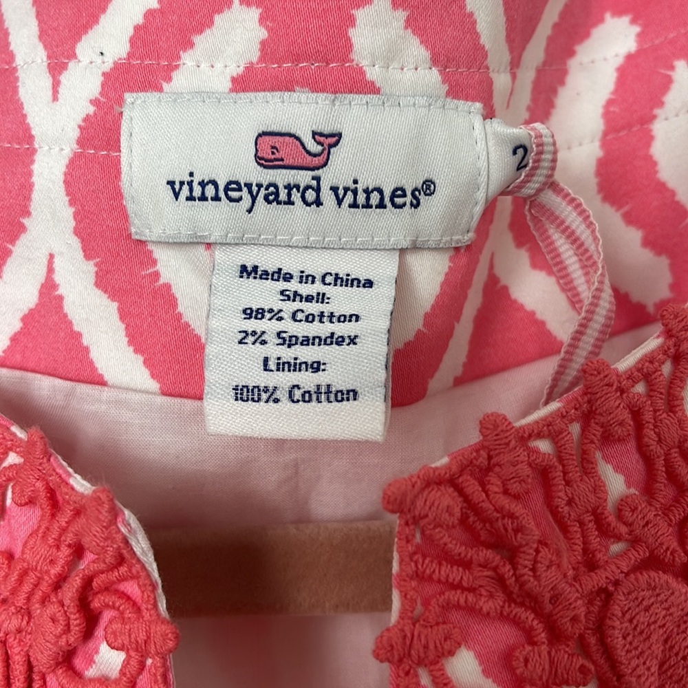 NEW Vineyard vines coral Embroidered lettice dress size 2 - Picture 3 of 6